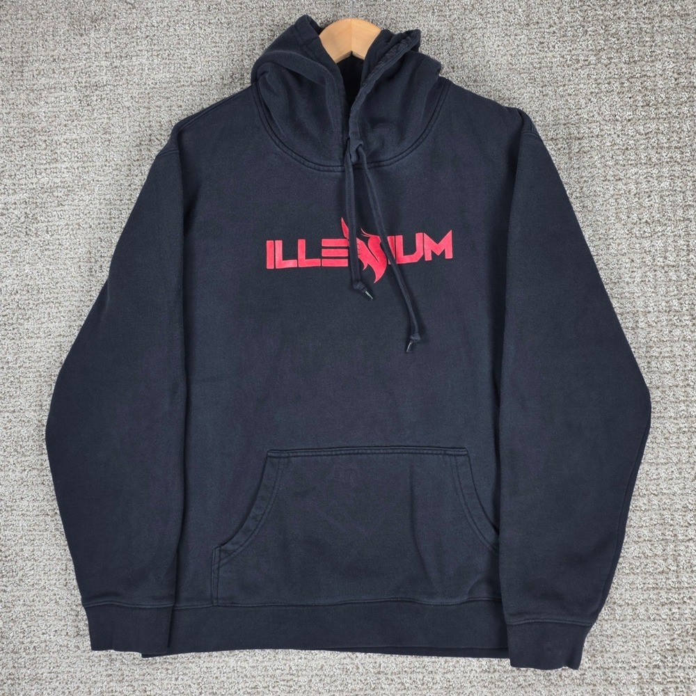 Illenium Mens Black Phoenix Graphic Pullover Hoodie Sweatshirt Size XL